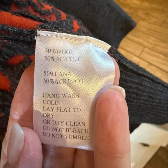 Women’s Alberto Makali Gray and Orange Patterned Long Open Cardigan-Size Medium - Picture 4 of 10